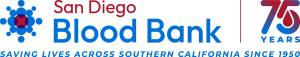 San Diego Blood Bank Logo. 75 - Saving Lives Across Southern California Since 1950​